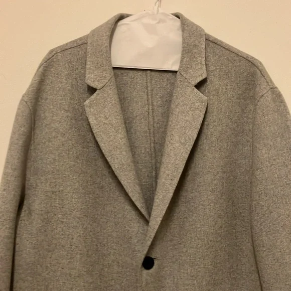Zara Man wool blend blazer coat jacket notch collar light grey XL - Picture 4 of 8